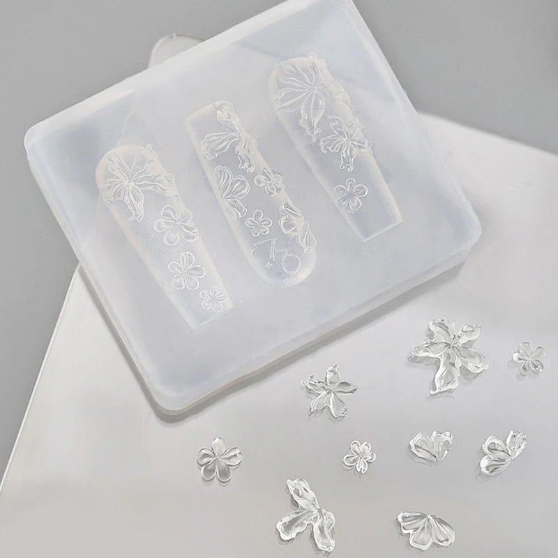 3D Silicone Nail Art Mold – Flower & Butterfly Stamping Stencil Nail Art Mold QXL