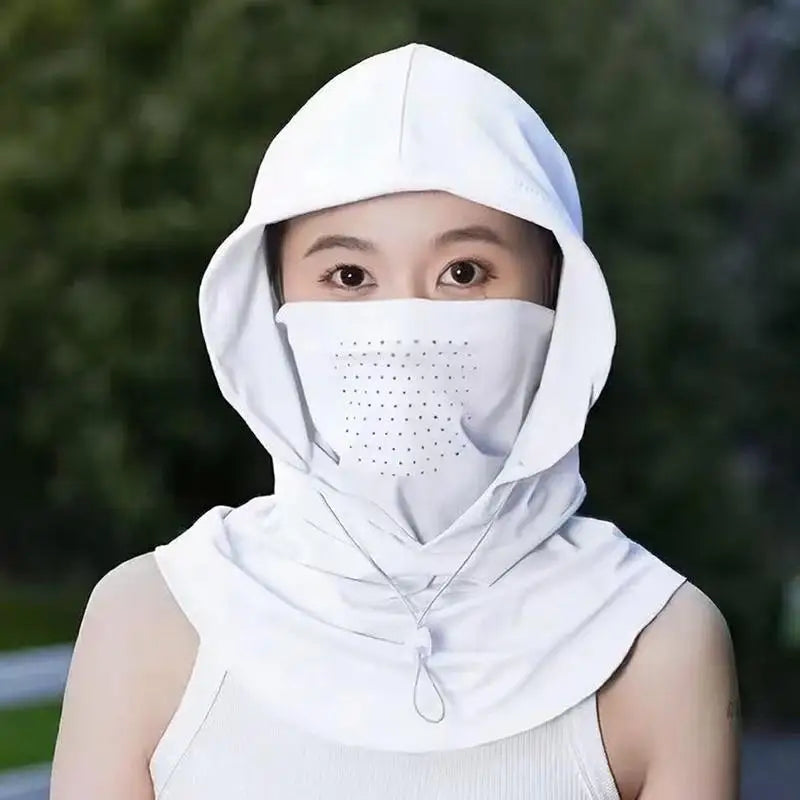 Women's Ice Silk Sun Hat | UV Protection & Neck Shawl Sun Hat QXL White