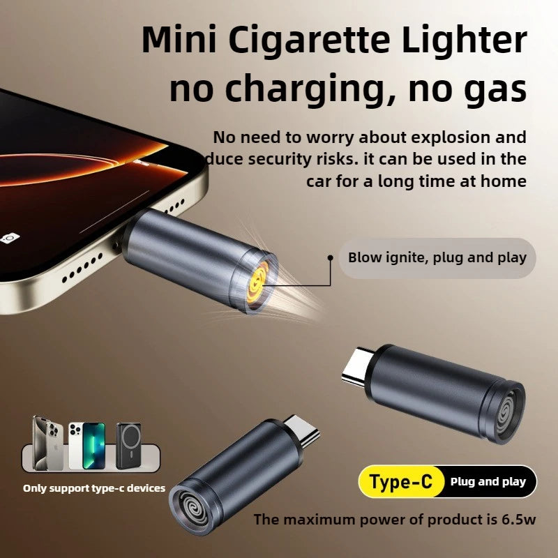 USB-C Flameless Electric Lighter | Windproof Blow-to-Ignite Electric Lighter QXL