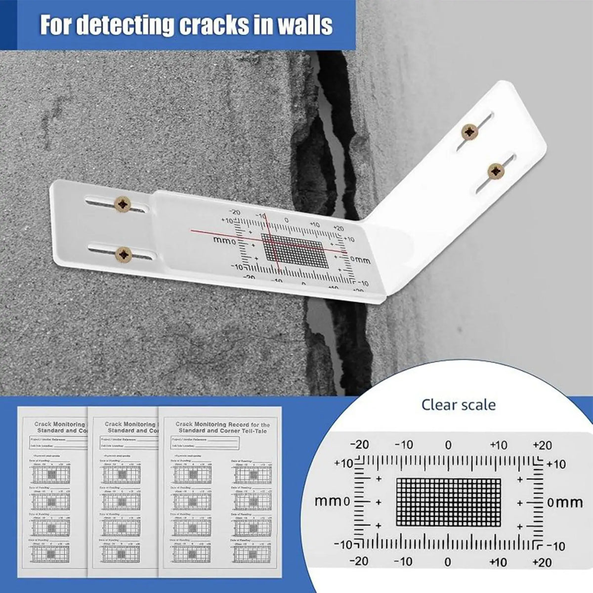 L-Shape Acrylic Crack Monitor | Wall Crack Detection Gauge Crack Monitoring Gauge QXL
