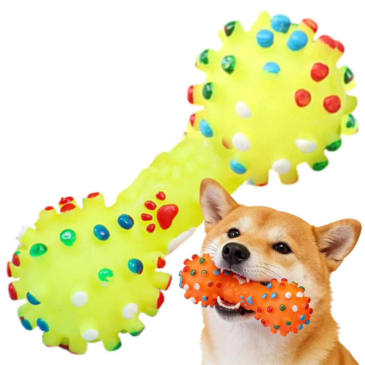 Bone-Shaped Dog Chew Toy | Squeaky Whistle Teeth Cleaner Dog Chew Toy QXL