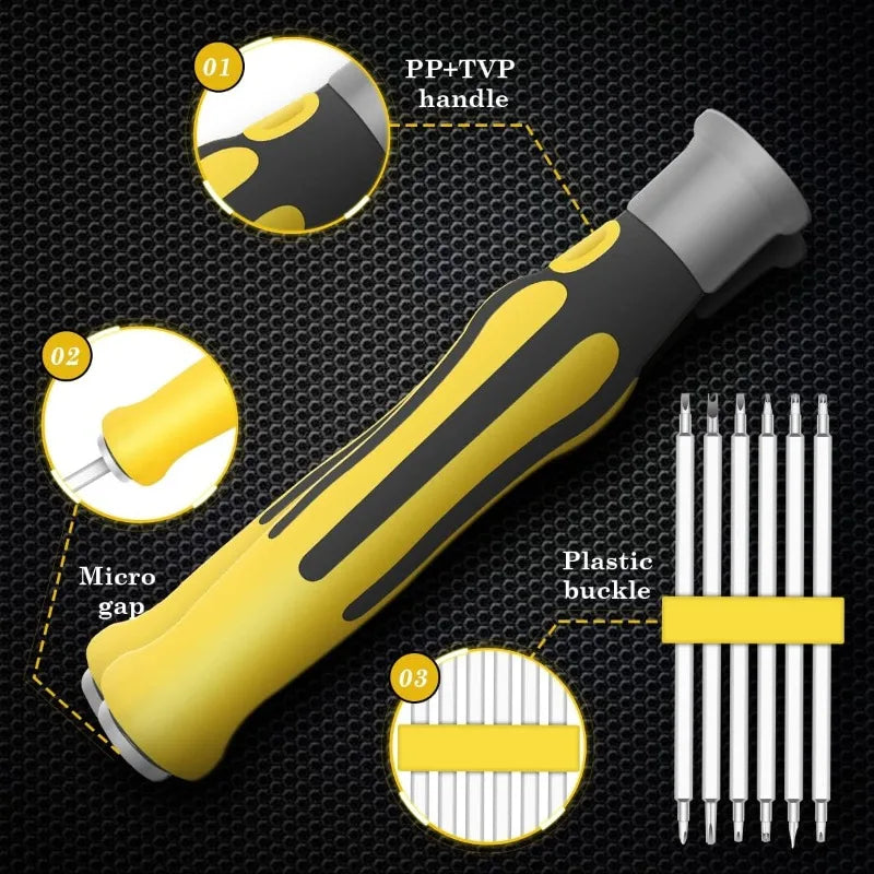 6-in-1 Mini Screwdriver Set | 12 Bits, Detachable Handle Screwdriver Set QXL