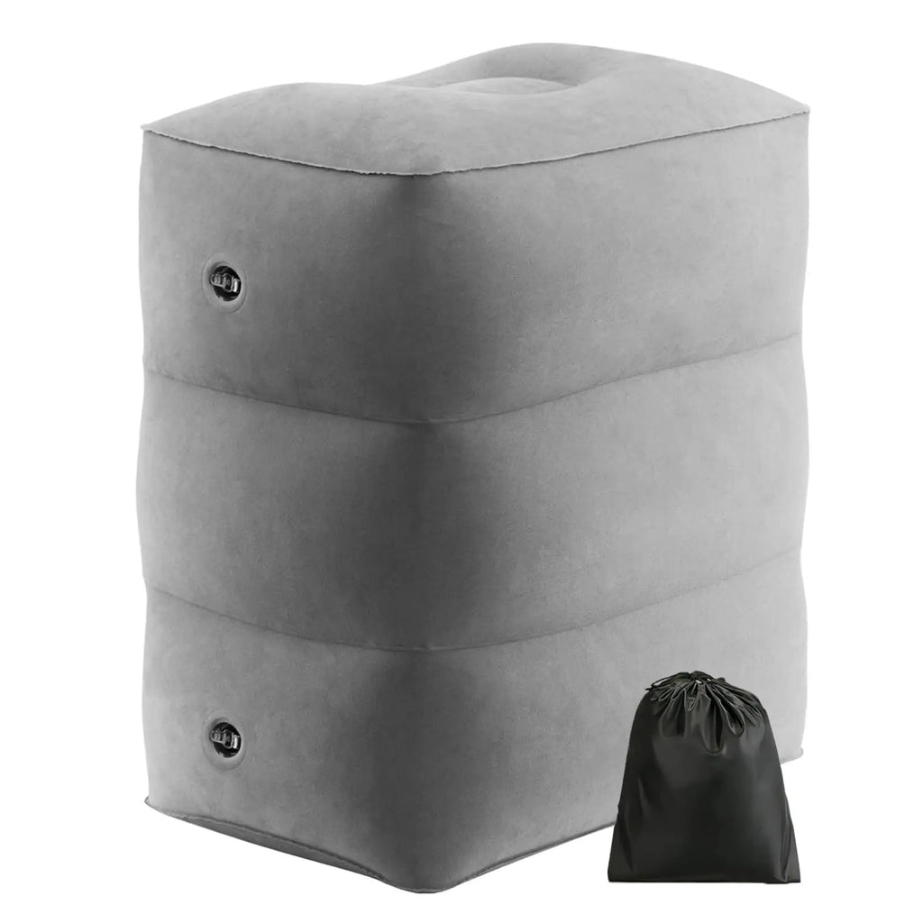 Inflatable Airplane Foot Rest Pillow | 3-Layer Adjustable Height Travel Foot Rest QXL