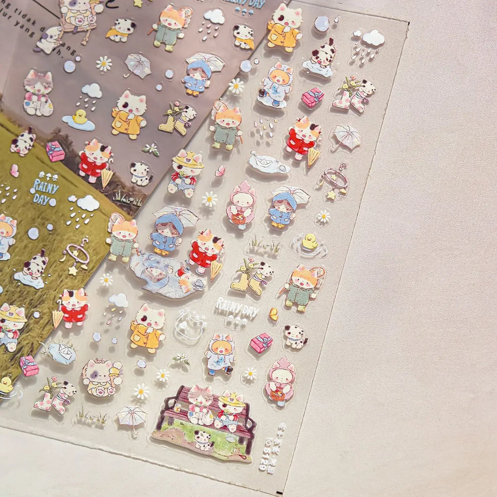 5D Kawaii Animal Nail Stickers | Cat Bunny Dog Mouse Decals