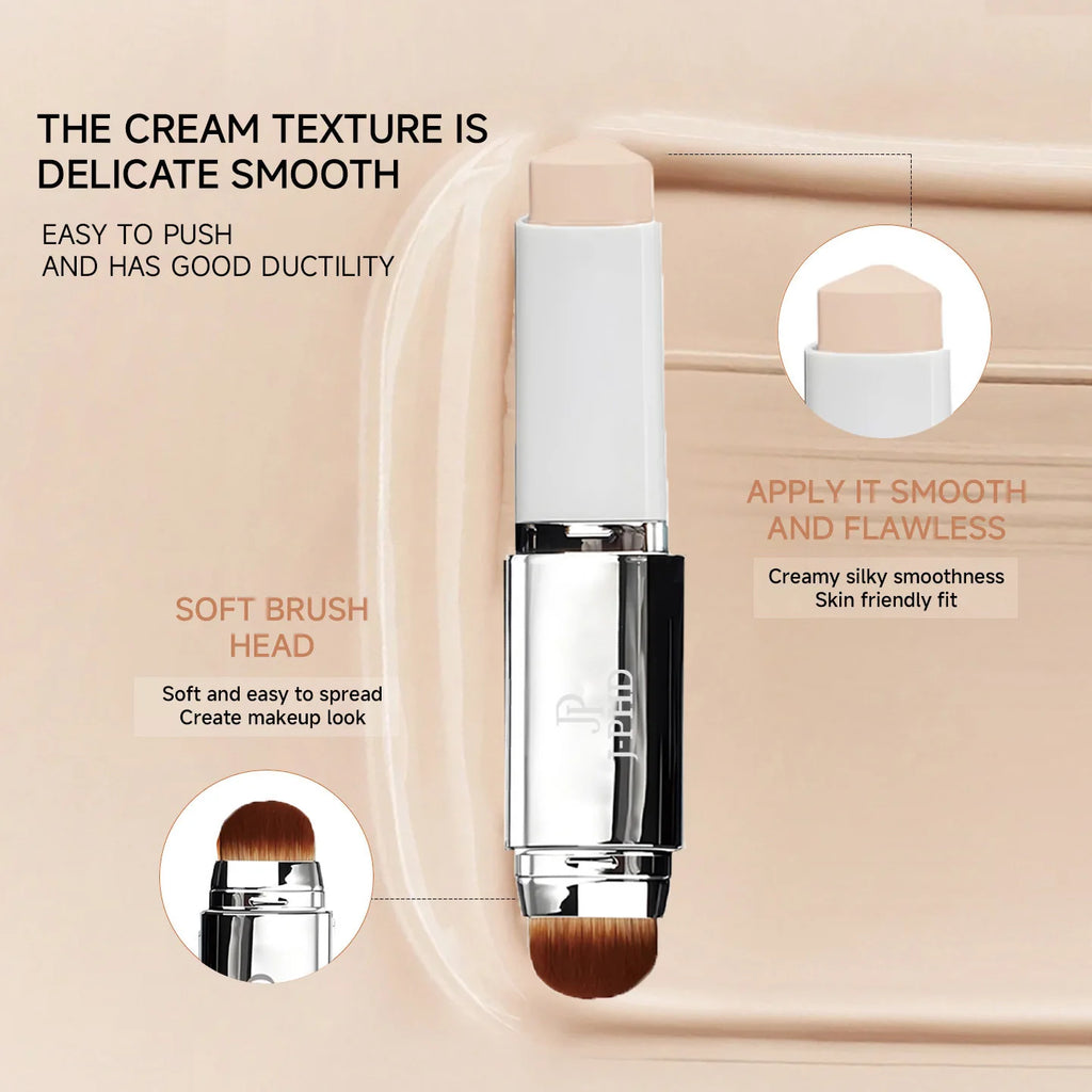 2-in-1 Brush Head Foundation Stick | Matte Long-Lasting Foundation Stick QXL