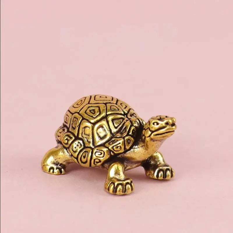 Copper Turtle Figurine | Feng Shui Tortoise Tea Pet Decor Decorative Figurine QXL