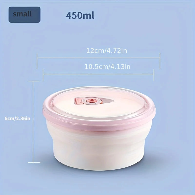 Collapsible Silicone Lunch Box | Microwave Safe Bento Container Collapsible Lunch Box QXL