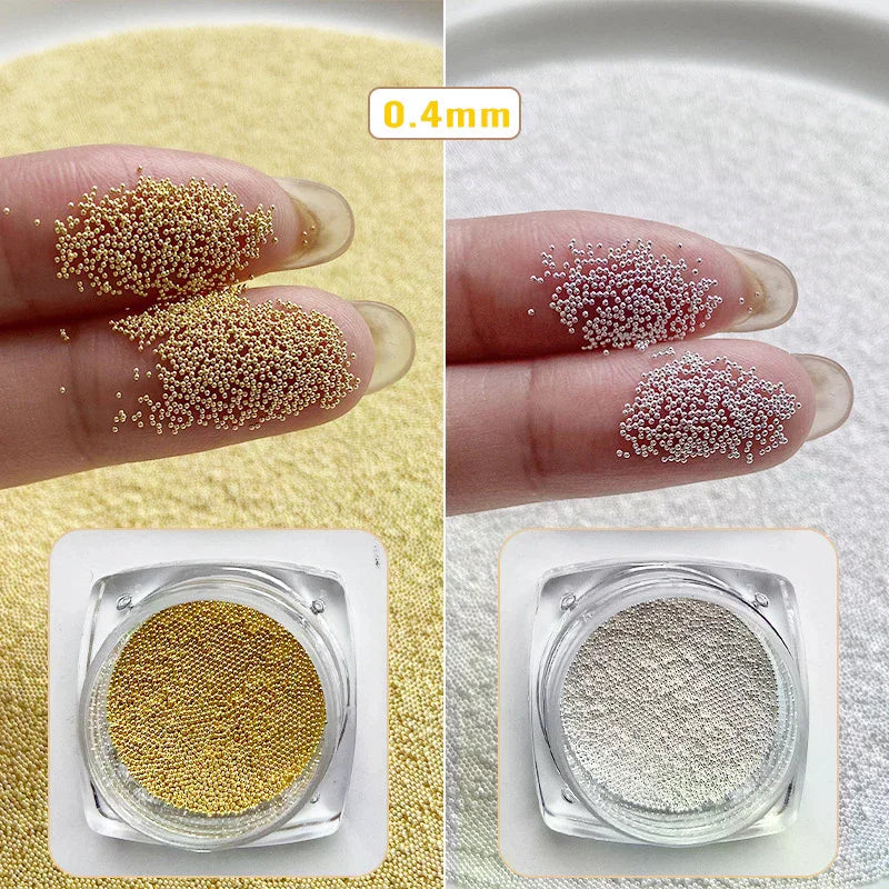 Mini Metal Caviar Nail Beads 0.4–1.5mm | DIY Nail Art Nail Art Beads QXL