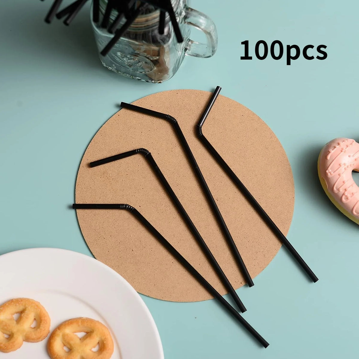 100-Pack Reusable Bubble Tea Straws with Cleaning Brush Reusable Drinking Straws QXL 100pcs