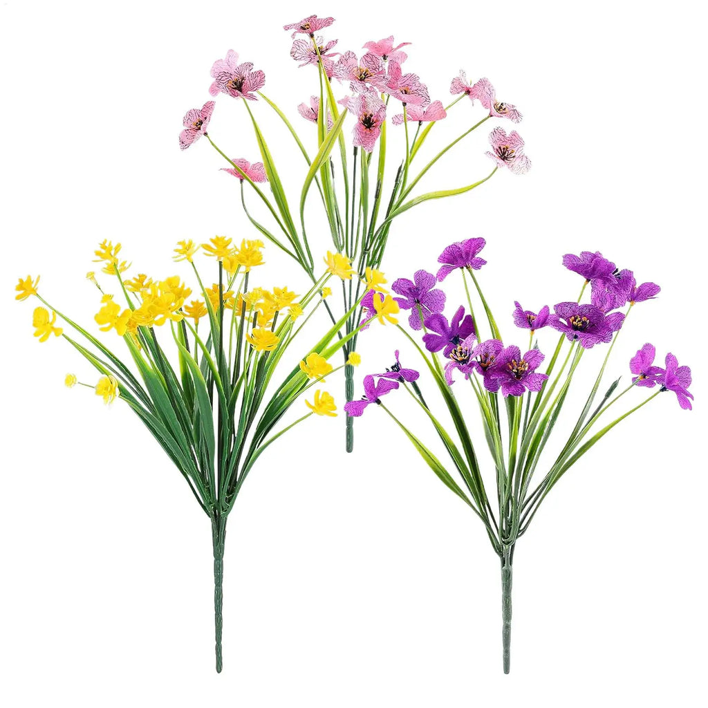 Artificial Violet Faux Flowers | UV-Resistant Outdoor Decor Artificial Flowers QXL