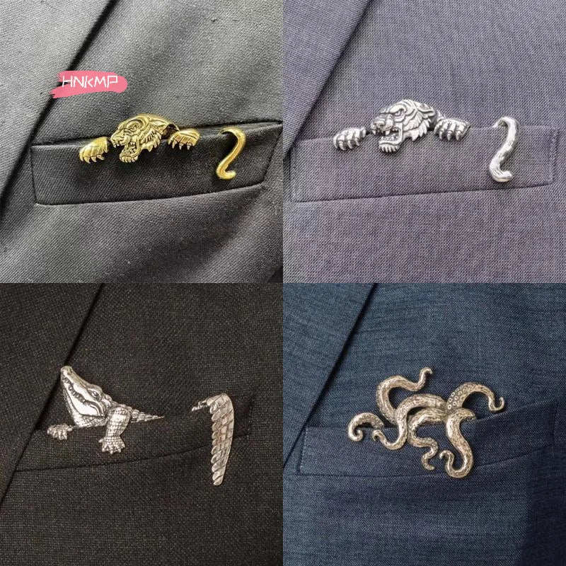 Vintage Animal Engraved Zinc Alloy Lapel Pin for Men | Suit Brooch Lapel Pin Brooch QXL