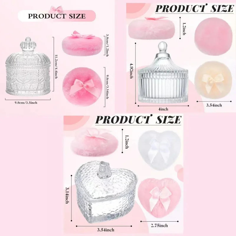 Large Body Powder Puff & Container Set | 3-Pack Velour Powder Puff Set QXL
