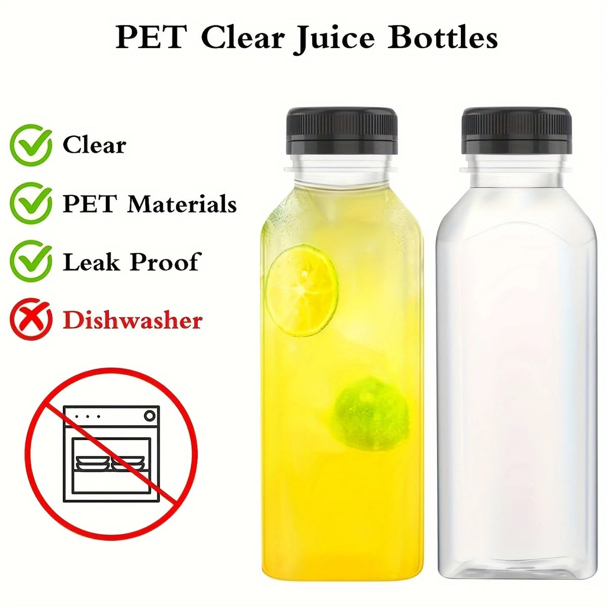 10-Pack Leak-Proof Clear Plastic Juice Bottles 150ml–500ml Plastic Drink Bottles QXL