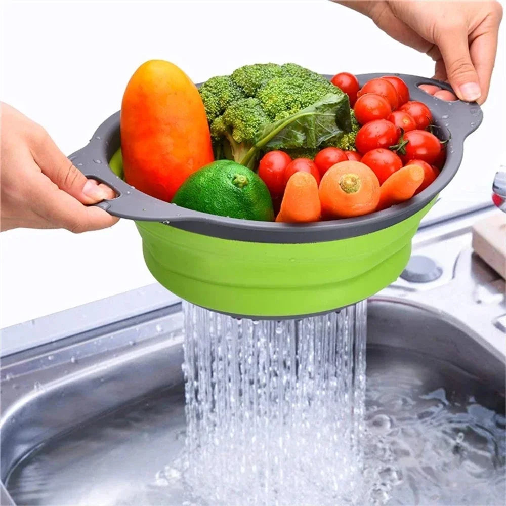 Collapsible Silicone Colander | Foldable Fruit & Veggie Strainer Collapsible Colander QXL