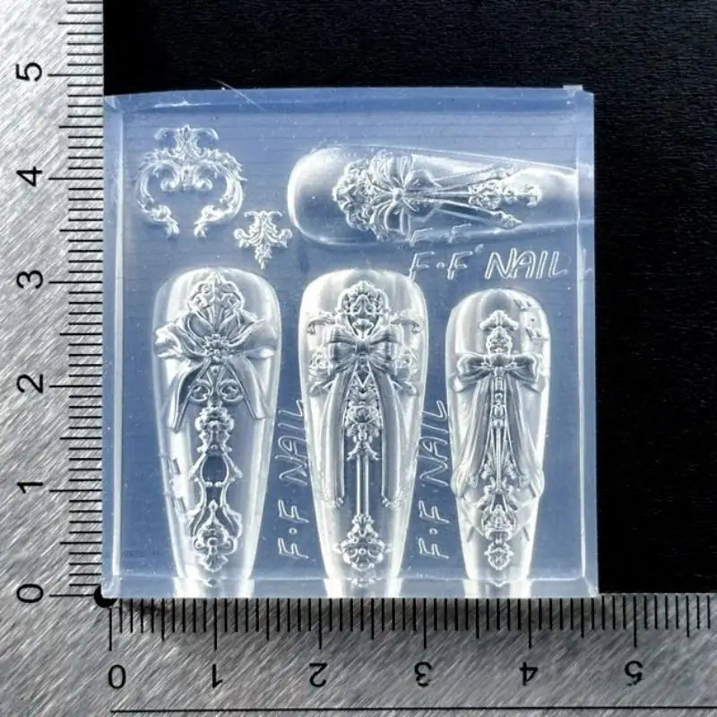 3D Silicone Nail Art Mold – European Bow & Frame DIY Design Silicone Nail Mold QXL A1