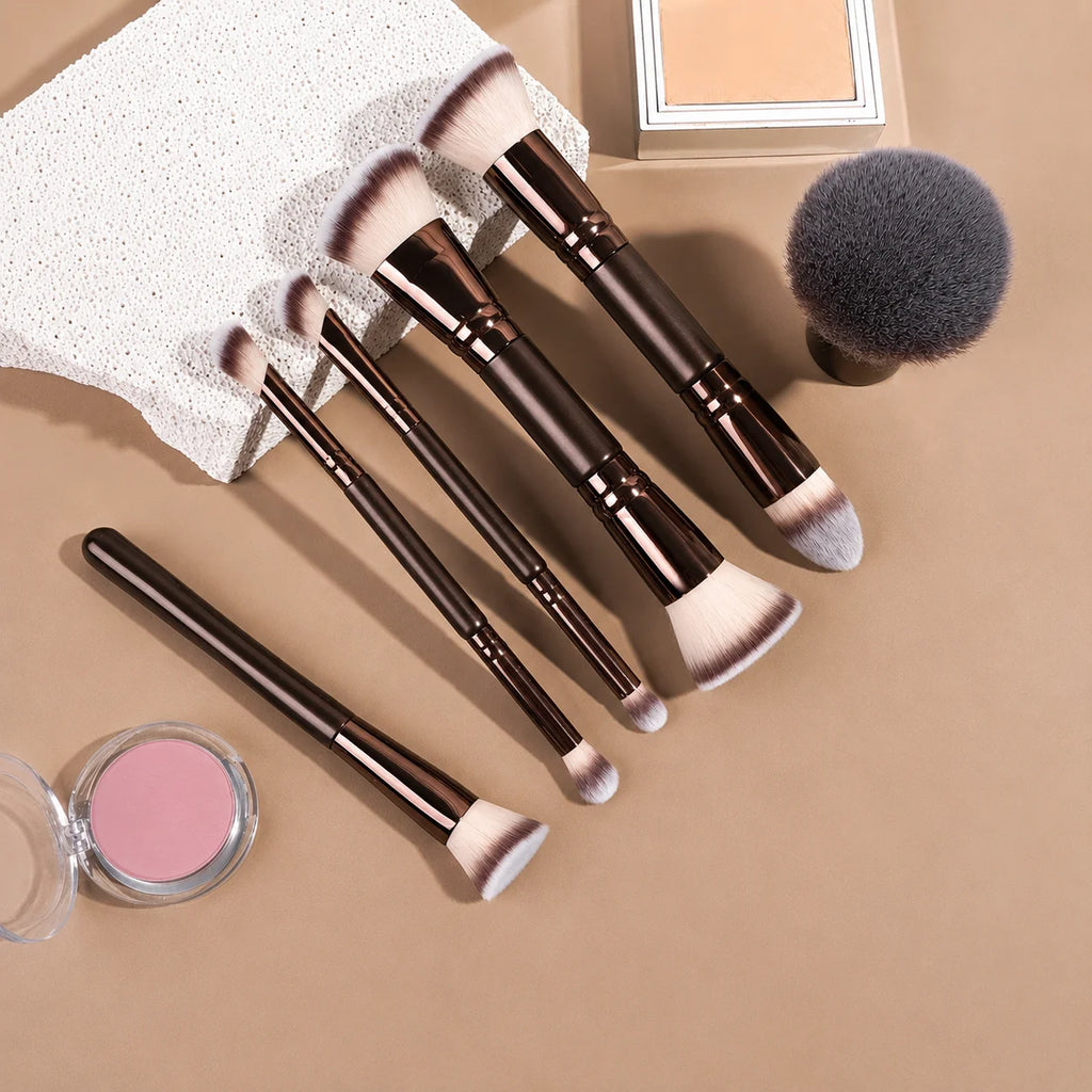 LUXEBLEND 6-Pc Pro Aluminum Makeup Brush Set | All-in-One Kit Makeup Brush Set QXL
