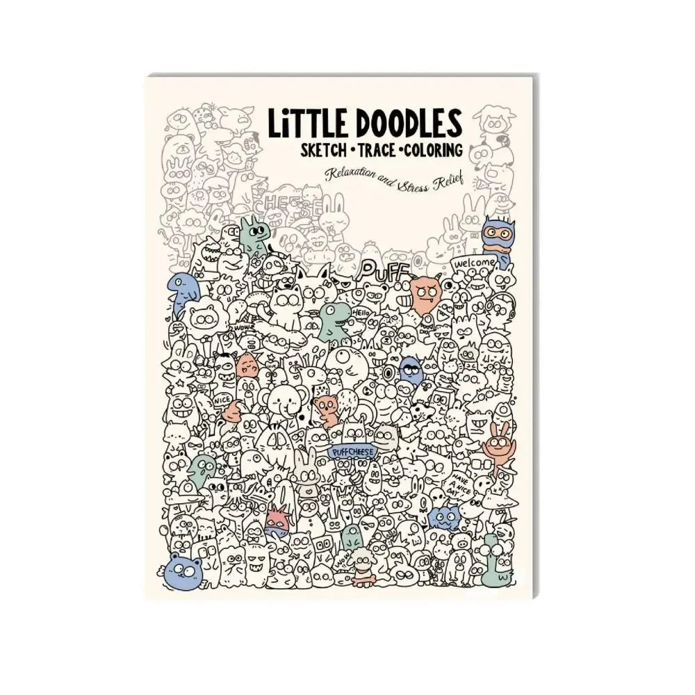 A4 Cute Doodle Coloring & Tracing Book for Kids & Adults Coloring Tracing Book QXL