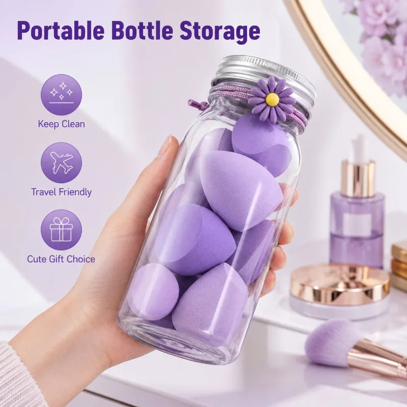 14-Pc Makeup Sponge & Puff Set with Storage Jar | Wet & Dry Makeup Sponge Set QXL