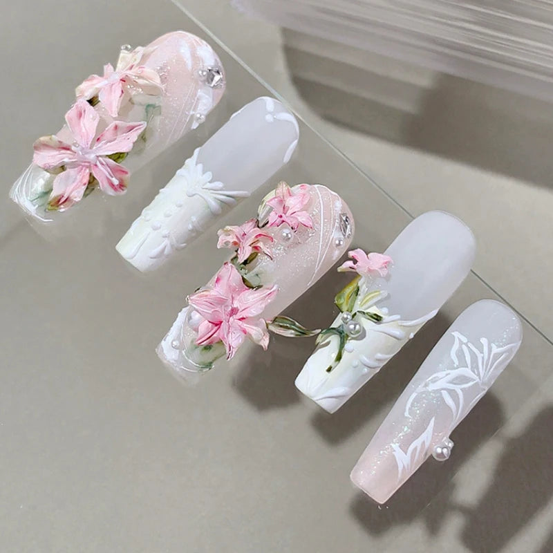 Rose & Tulip Silicone Nail Art Mold | DIY Floral 3D Design Nail Art Mold QXL