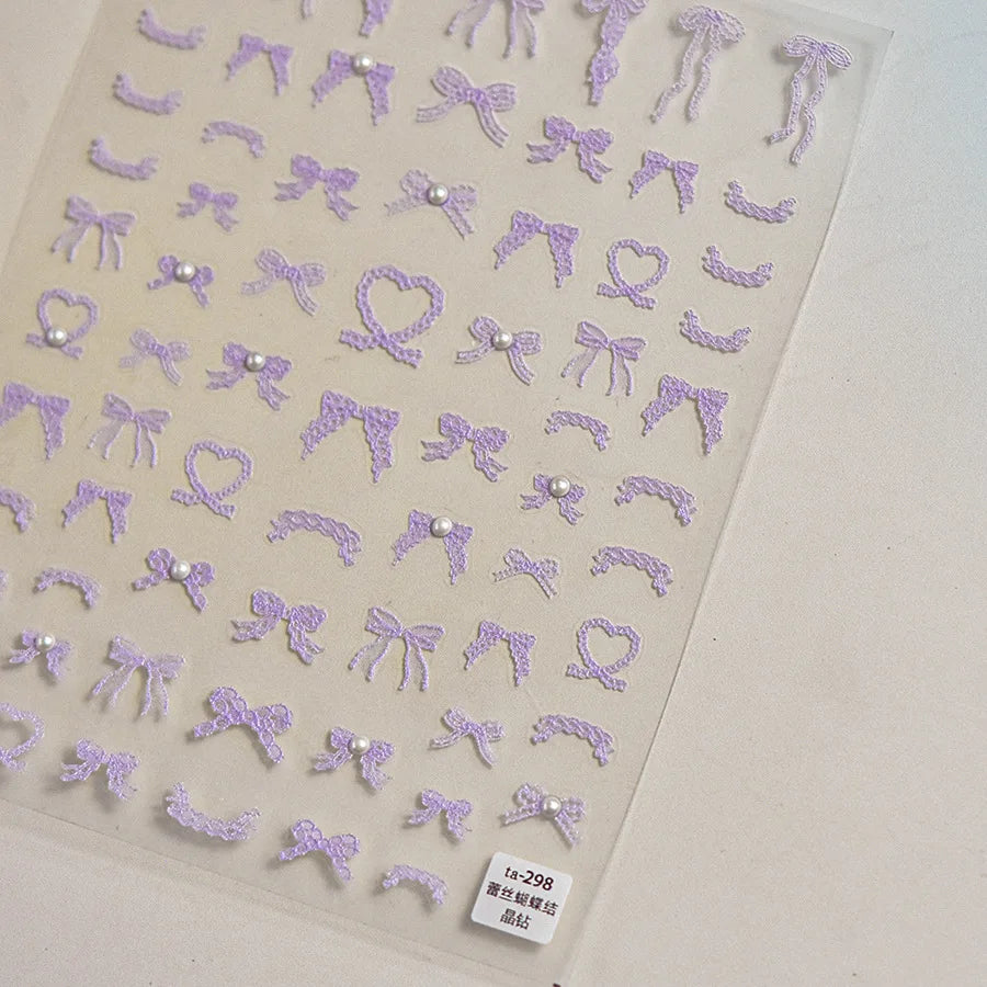 5D Bowknot Ribbon Jelly Nail Art Stickers | Manicure Decals Nail Art Stickers QXL TA298