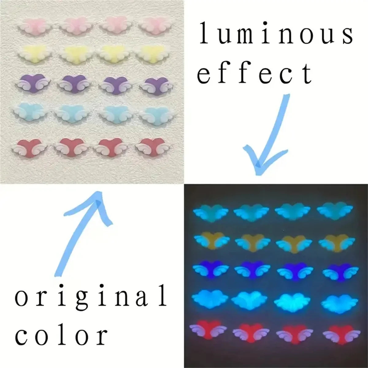 20-Pack Luminous Kawaii 3D Resin Nail Art Charms | DIY Manicure Nail Art Charms QXL
