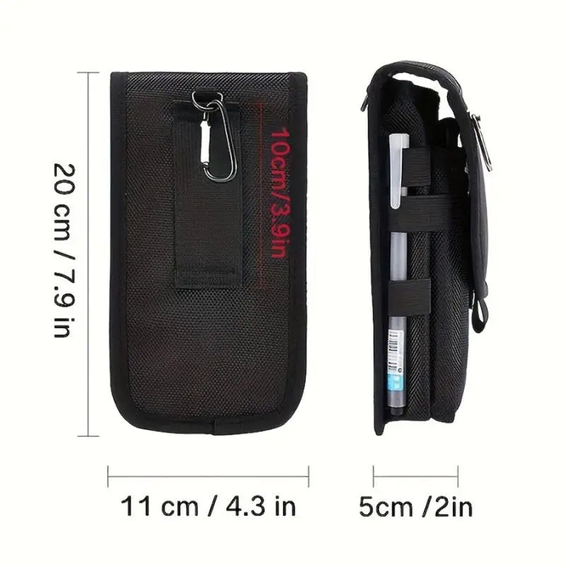 Casual Oxford Cloth Phone Waist Bag with Pen Slot | Black Phone Waist Bag QXL
