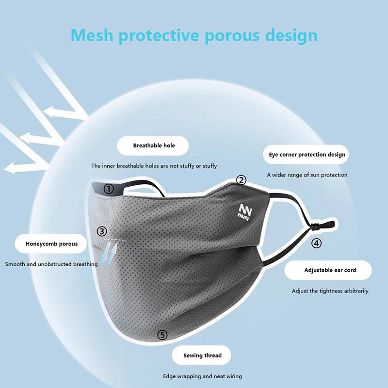 UV Ice Silk Cycling Face Mask | Breathable Sun Shield UV Face Shield Mask QXL