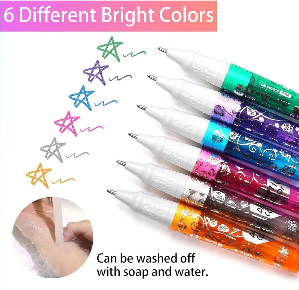 Temporary Glitter Tattoo Kit – Face & Body Art with Stencils Temporary Glitter Tattoo Kit QXL