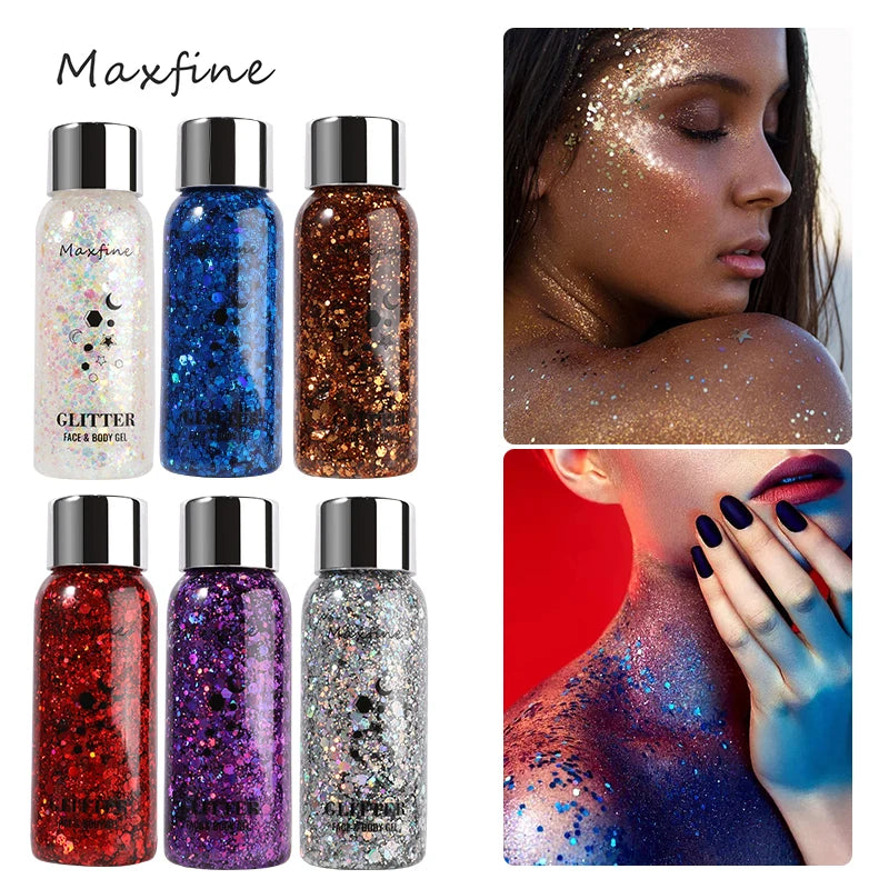 MAXFINE Body Glitter Gel – Face, Hair & Sequins Body Glitter Gel QXL
