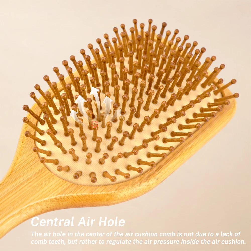 Bamboo Air Cushion Massage Hairbrush | Anti-Static Comb Massage Hairbrush QXL