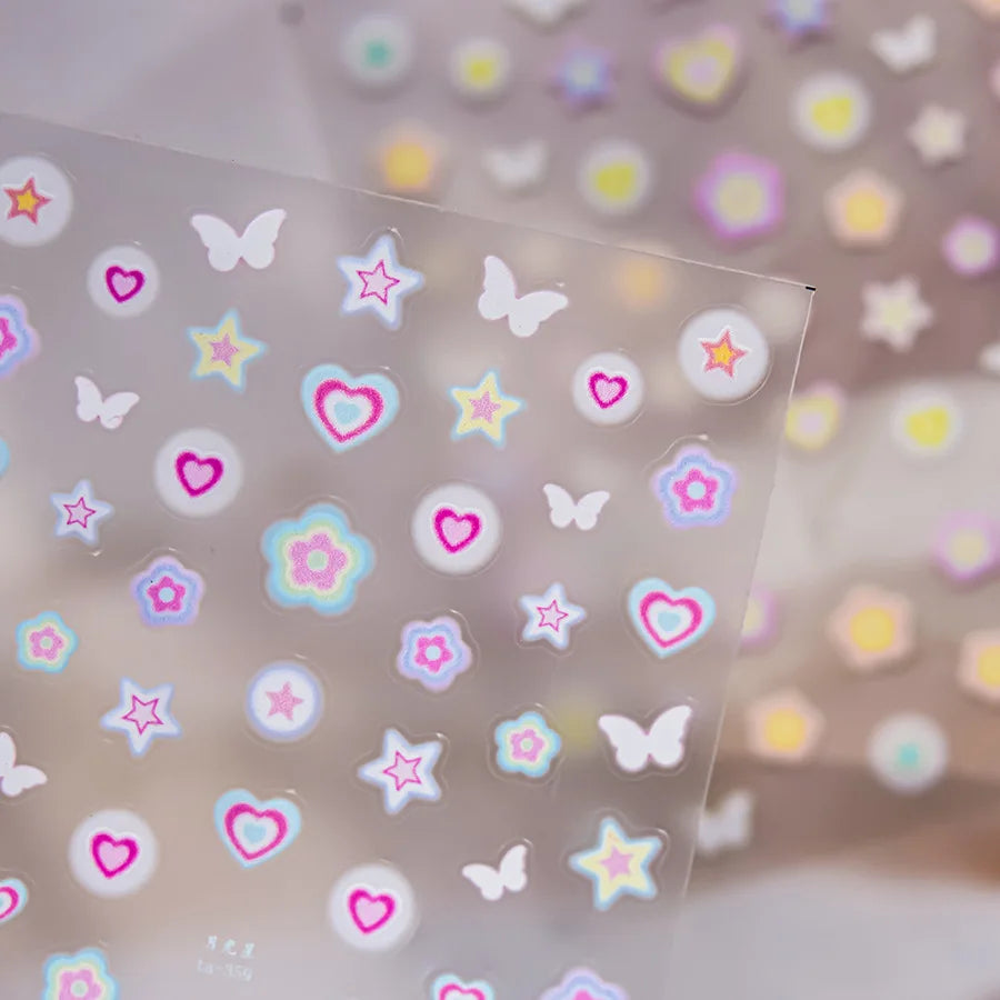 5D Nail Art Stickers | Hearts Stars & Butterfly Decals DIY Nail Art Stickers QXL