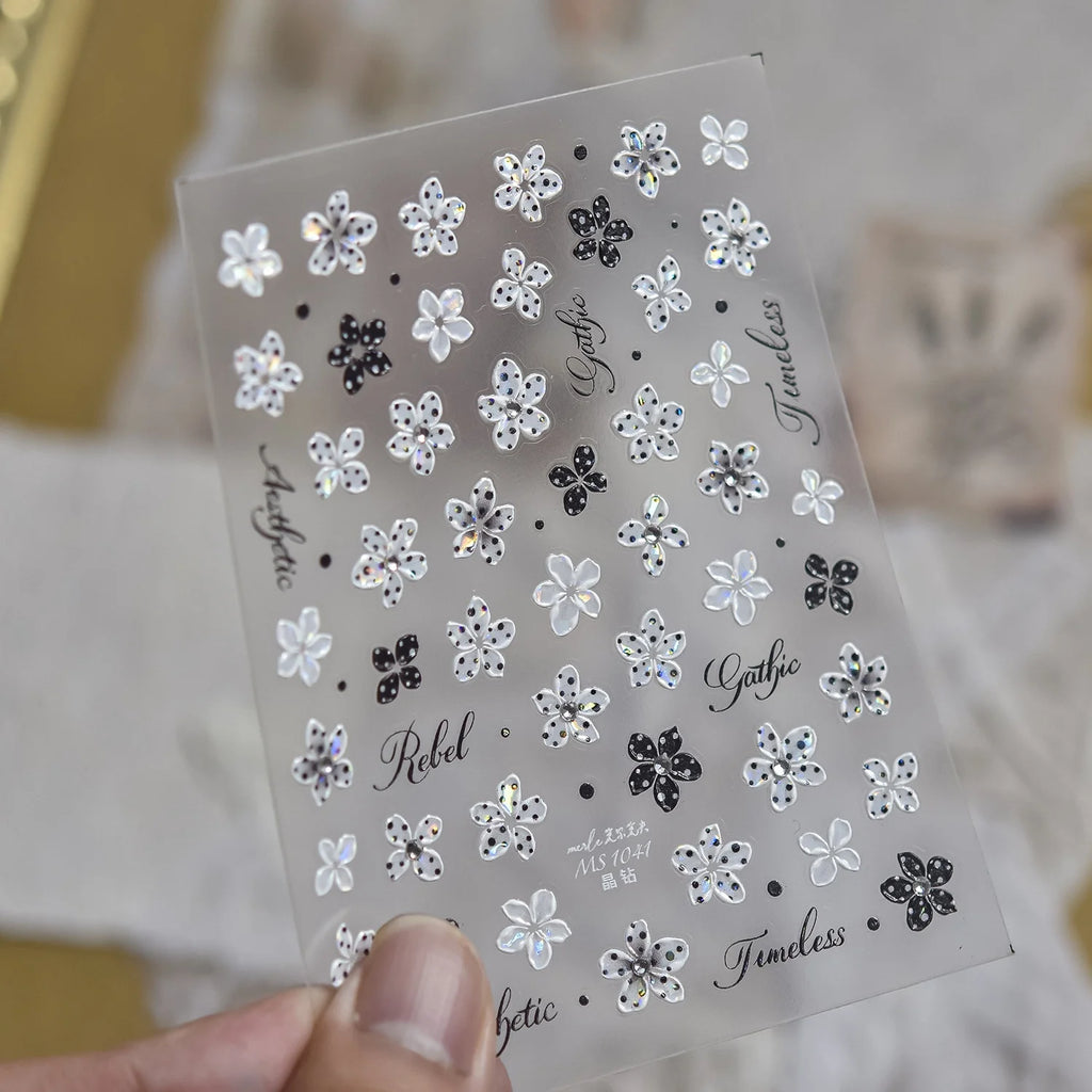 5D Nail Art Stickers – Floral, Holographic & Letter Decals Nail Art Stickers QXL MS1041JZ