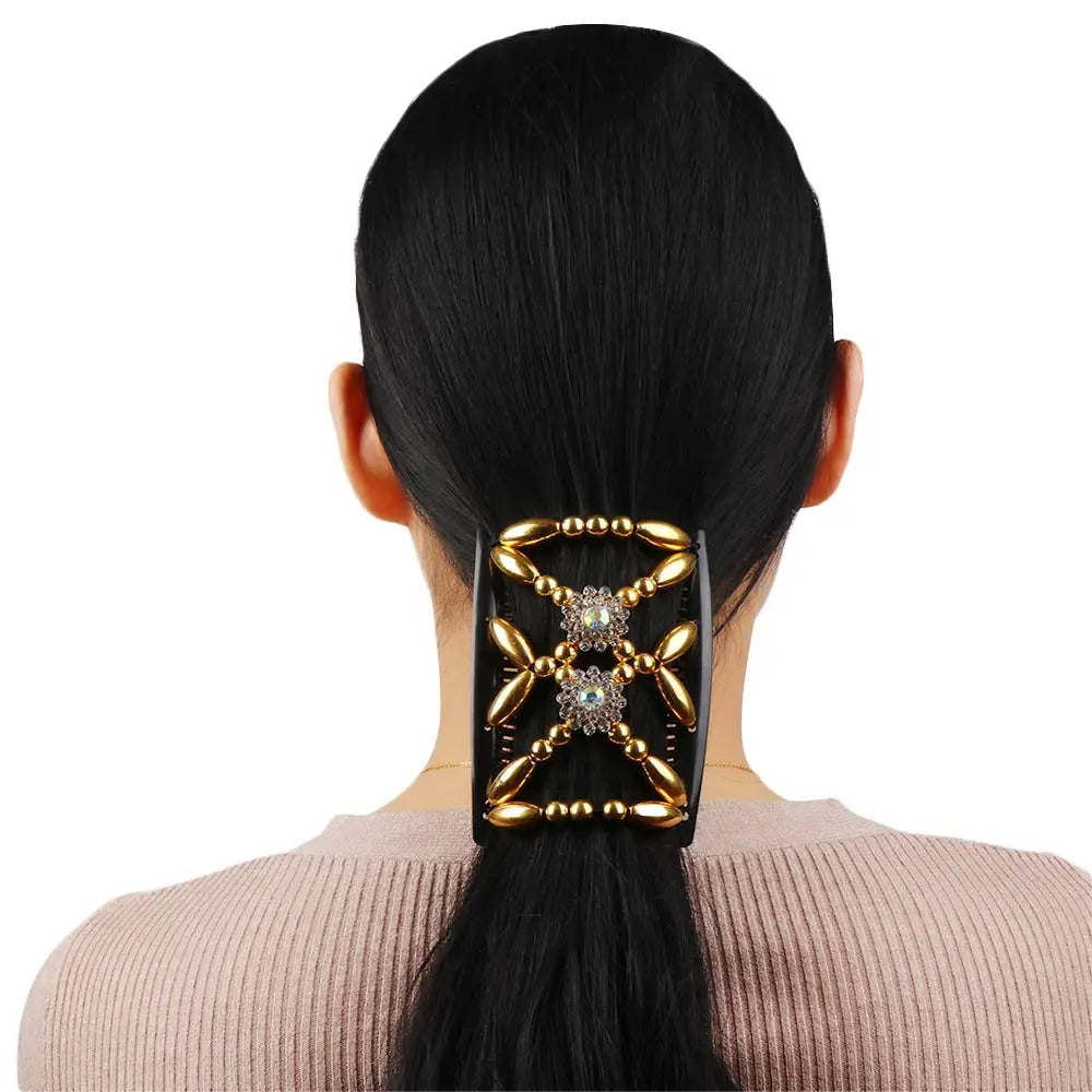Handmade Crystal Beaded Hair Comb | Stretch Double Comb Clip Beaded Hair Comb QXL