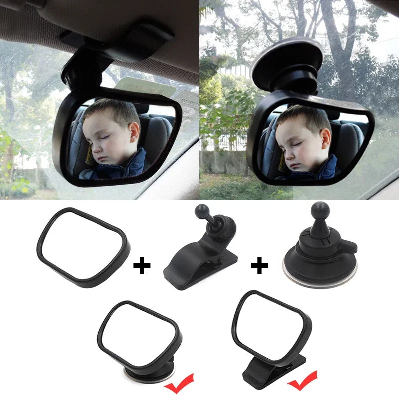 Baby Car Rear View Mirror | 360° Rotation, 2-in-1 Mount Baby Car Mirror QXL