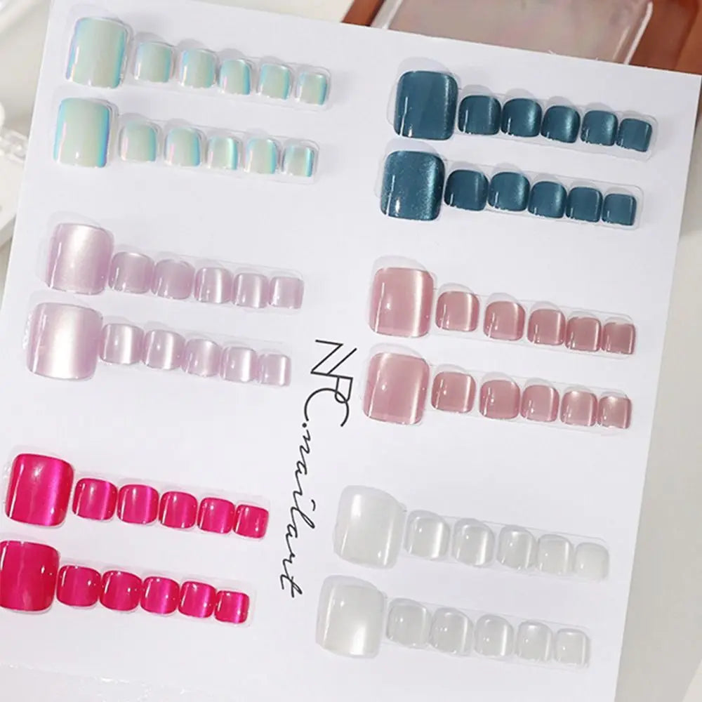 Cat Eye Press-On Toenails | Shiny Y2K Fake Toe Nail Tips Press-On Toenails QXL