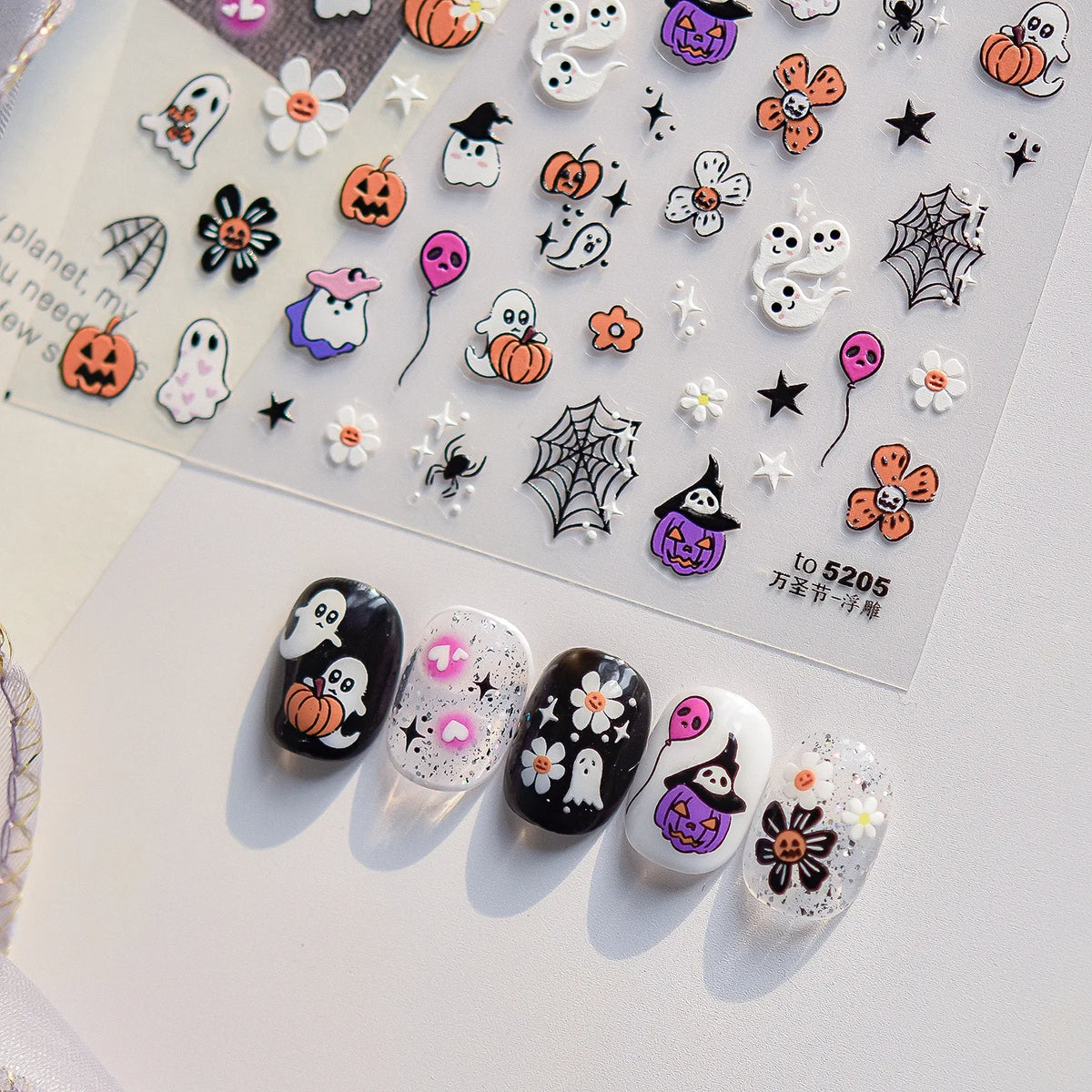 Halloween 5D Nail Art Stickers – Ghosts, Pumpkins & Spiders Nail Art Stickers QXL
