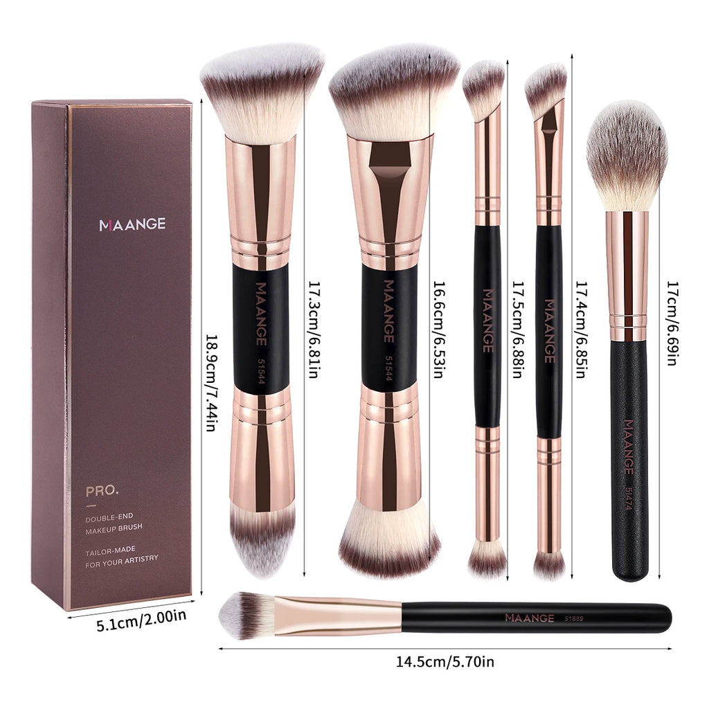 MAANGE Double-Head Makeup Brushes | Foundation & Blush Set Makeup Brush Set QXL