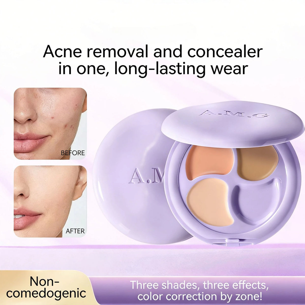 3-Shade Cream Concealer Palette | Waterproof & Long-Lasting Concealer Palette QXL