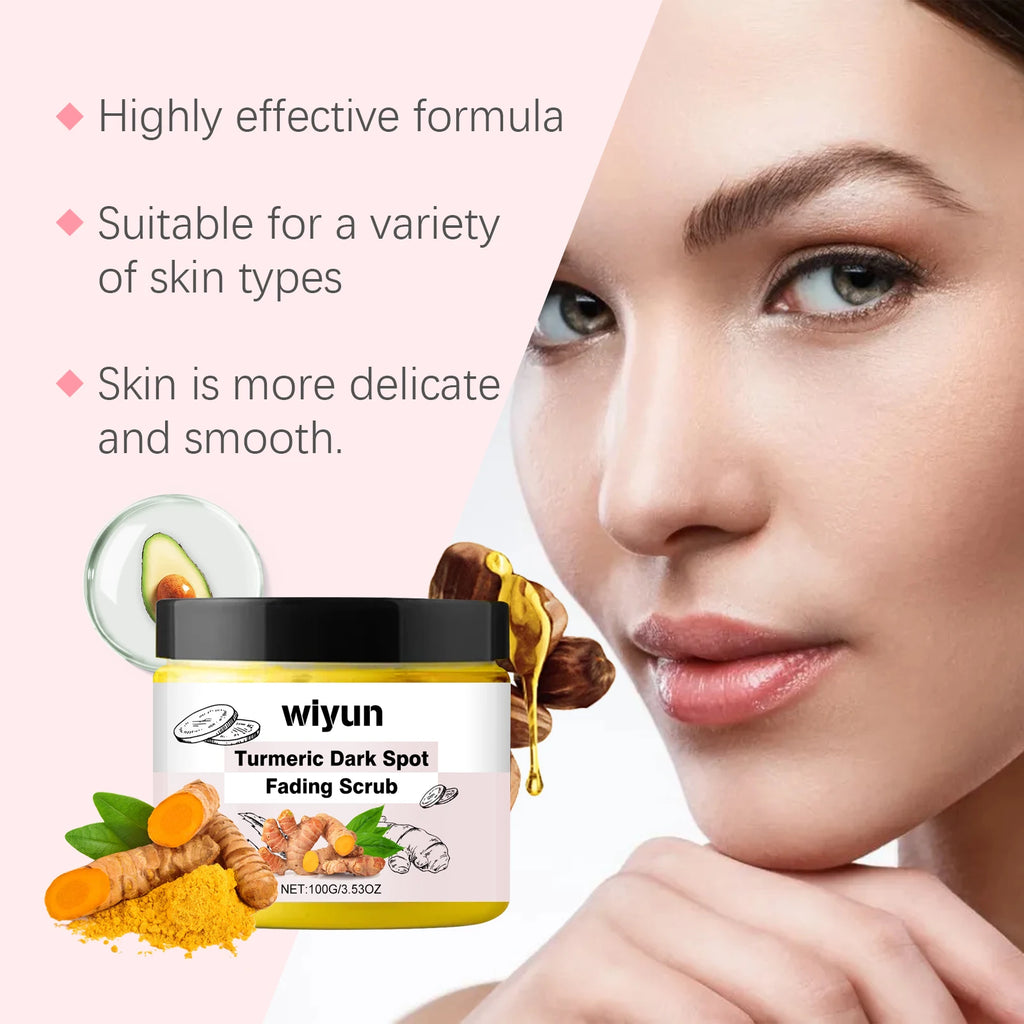 WIYUN Turmeric Face & Body Scrub – Brightening Exfoliant 100g Exfoliating Face Scrub QXL