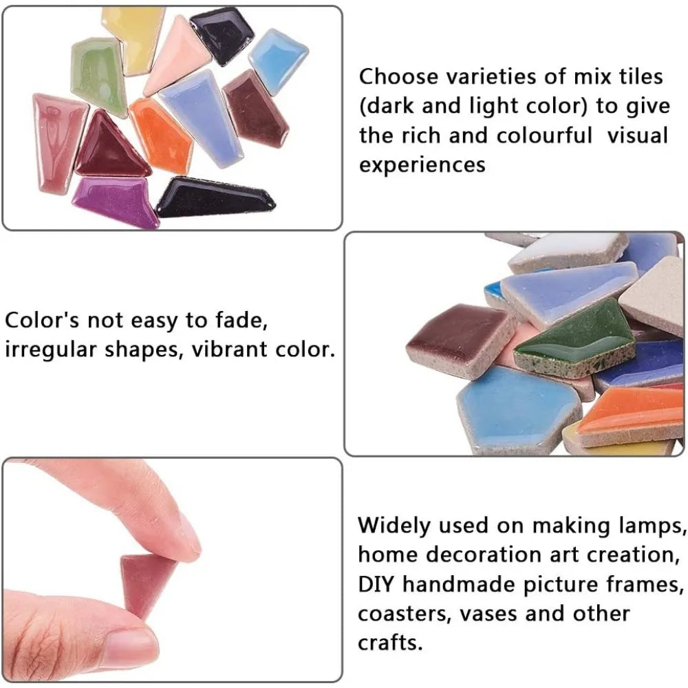 250g Ceramic Mosaic Tile Chips 210pcs | DIY Crafts & Decor Mosaic Tile Chips QXL
