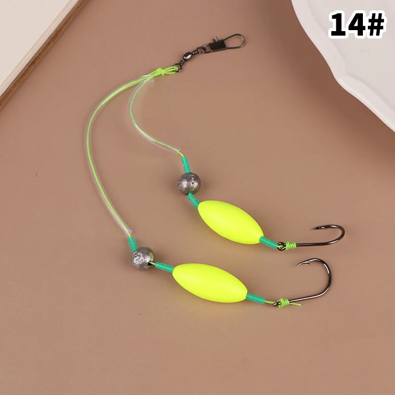 2-Hook Carp Hair Rig | Barbed Steel Hook Sizes 3#–14# Carp Fishing Rig QXL 14