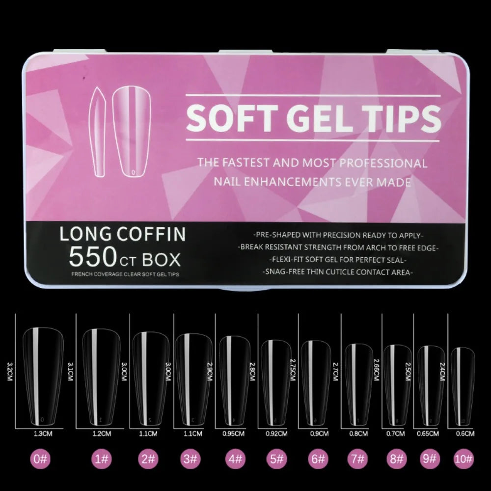 550-Pc French Nail Dual Forms – Oval Almond Coffin Square Tips Nail Dual Forms QXL B