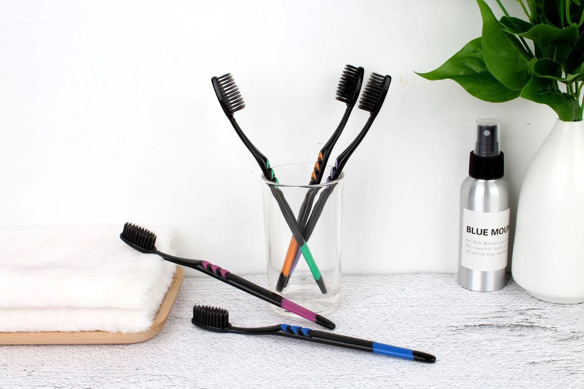 Bamboo Charcoal Soft-Bristle Toothbrush | Eco-Friendly Adult Bamboo Toothbrush QXL