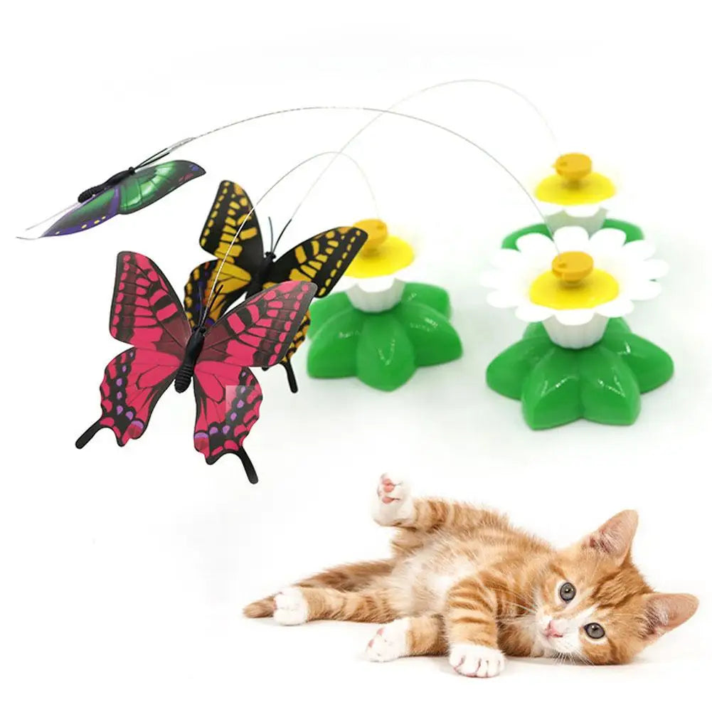 Electric Rotating Butterfly & Bird Cat Teaser Wand Toy Interactive Cat Toy QXL