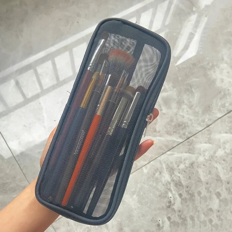 Makeup Brush Travel Case | Mesh Cosmetic Toiletry Bag Cosmetic Travel Bag QXL