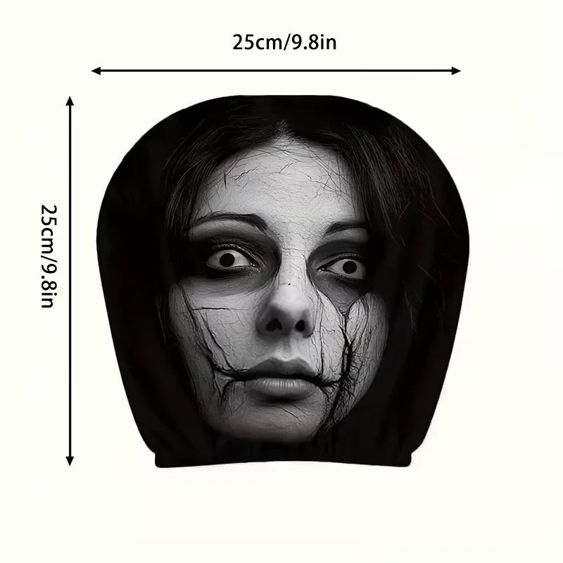 Halloween Ghost Face Car Headrest Covers | 2-Pack Spooky Decor Car Headrest Covers QXL