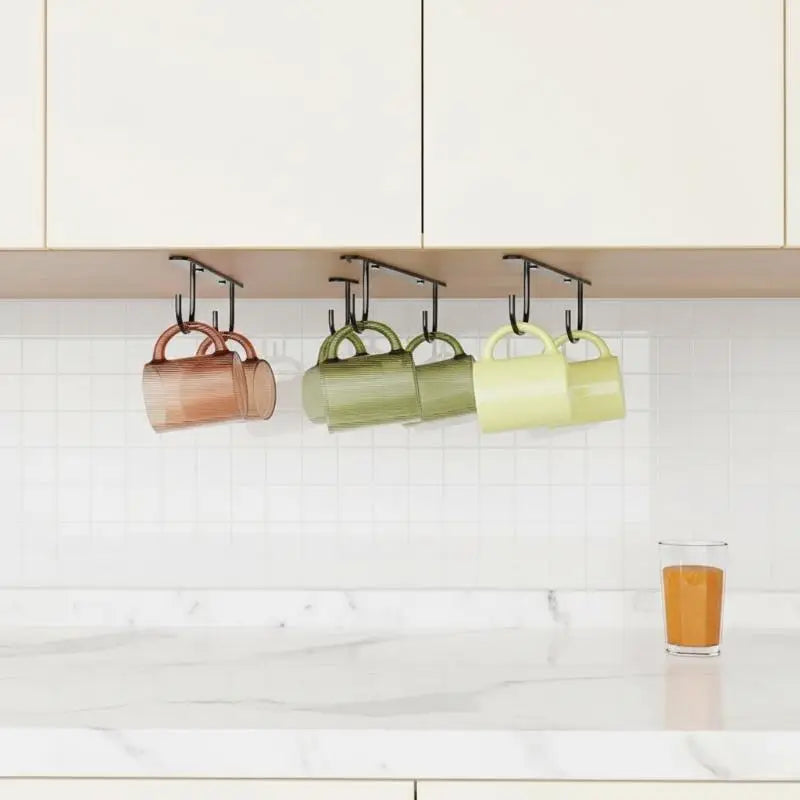 Adjustable Under-Shelf Mug Hooks | Cabinet Cup Rack Organizer Under-Shelf Cup Rack QXL