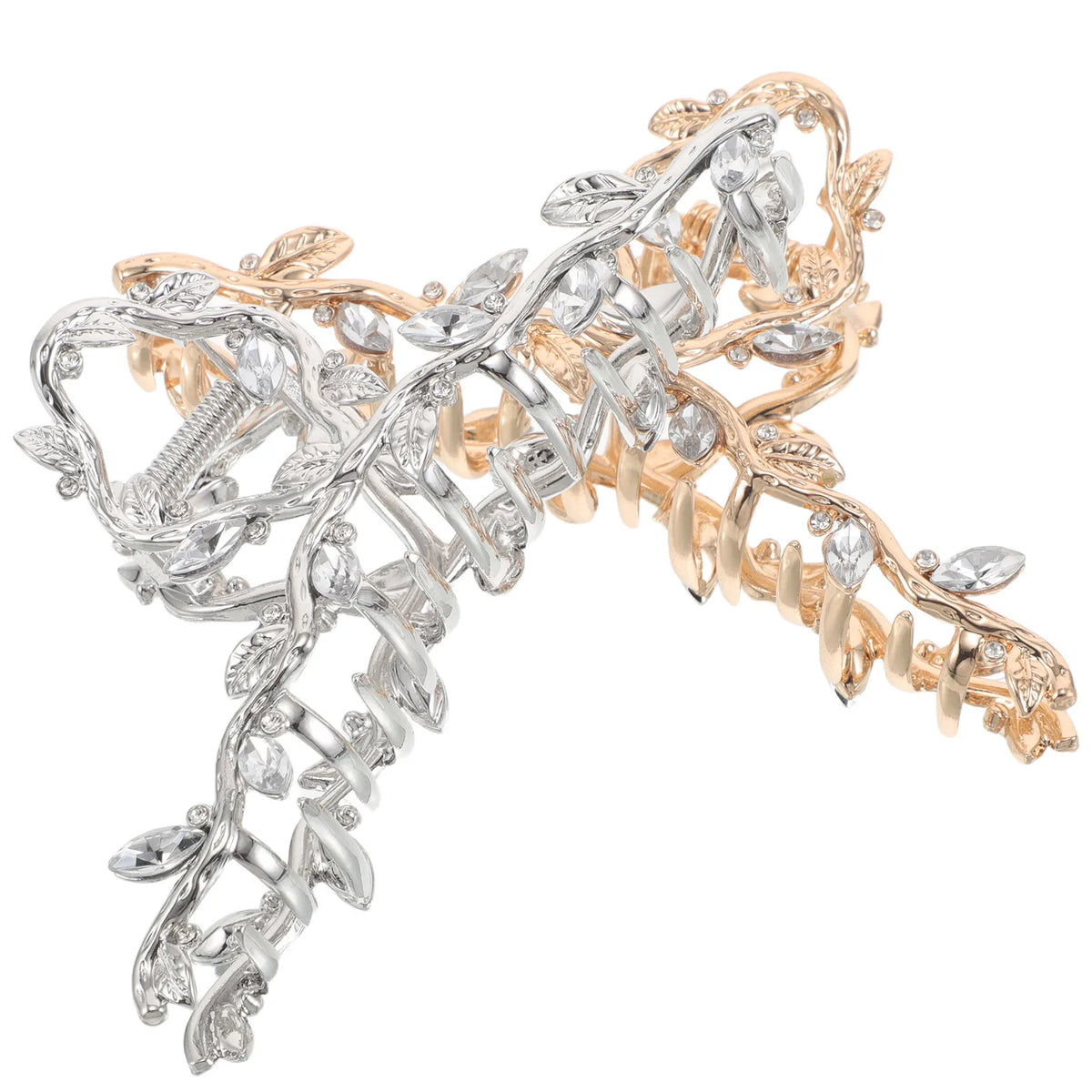 2-Pack Leaf Rhinestone Hair Claw Clips | Crystal Alloy Bun Grip Rhinestone Hair Clips QXL Default Title