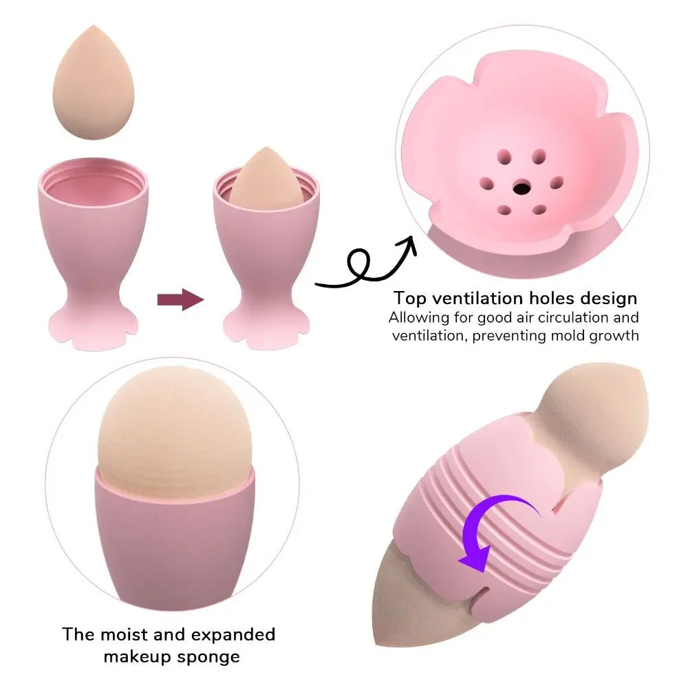 Silicone Makeup Sponge Holder Travel Case | Pink Blue Brown Makeup Sponge Holder QXL