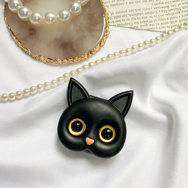 3D Cat Makeup Mirror & Phone Stand | 2-in-1 Air Bag Grip Makeup Mirror Stand QXL Black-B